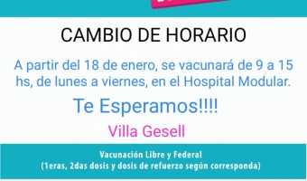 NUEVO HORARIO DE VACUNACIN CONTRA EL COVID-19 EN EL HOSPITAL MODULAR